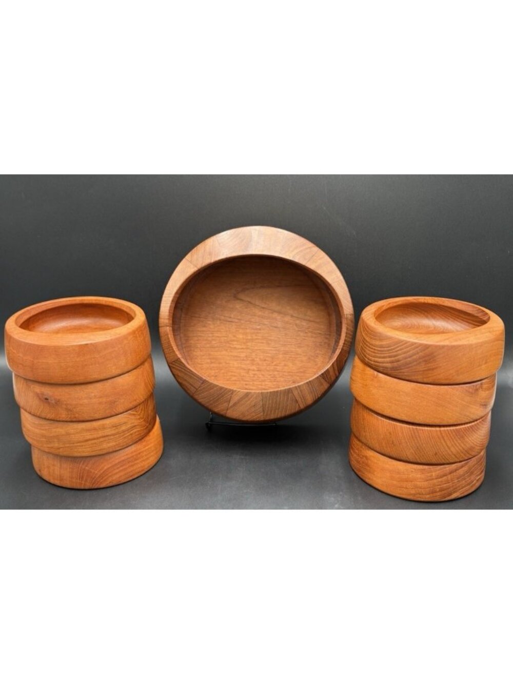 Vtg Dansk Teak Wood Salad Bowls Serving Set of 9 Mid Century Modern Danish EUC - Picture 6 of 16